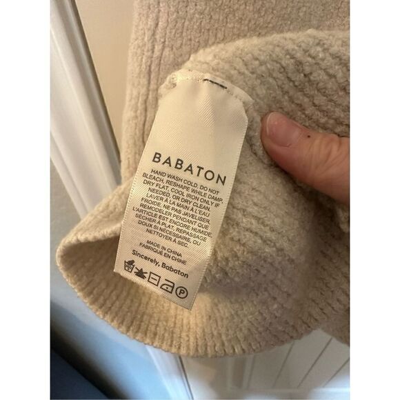 Babaton Aritzia Cream Knit Merino Wool Mini Dress Size L (Fits Like a Small) - Picture 5 of 6